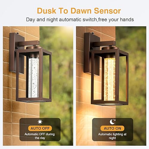 Miniatura 9 de VIANIS Paquete de 2 lámparas de pared para exteriores del atardecer al amanecer, lámpara LED blanca de 10 W, montaje en pared, antióxido, modernas
