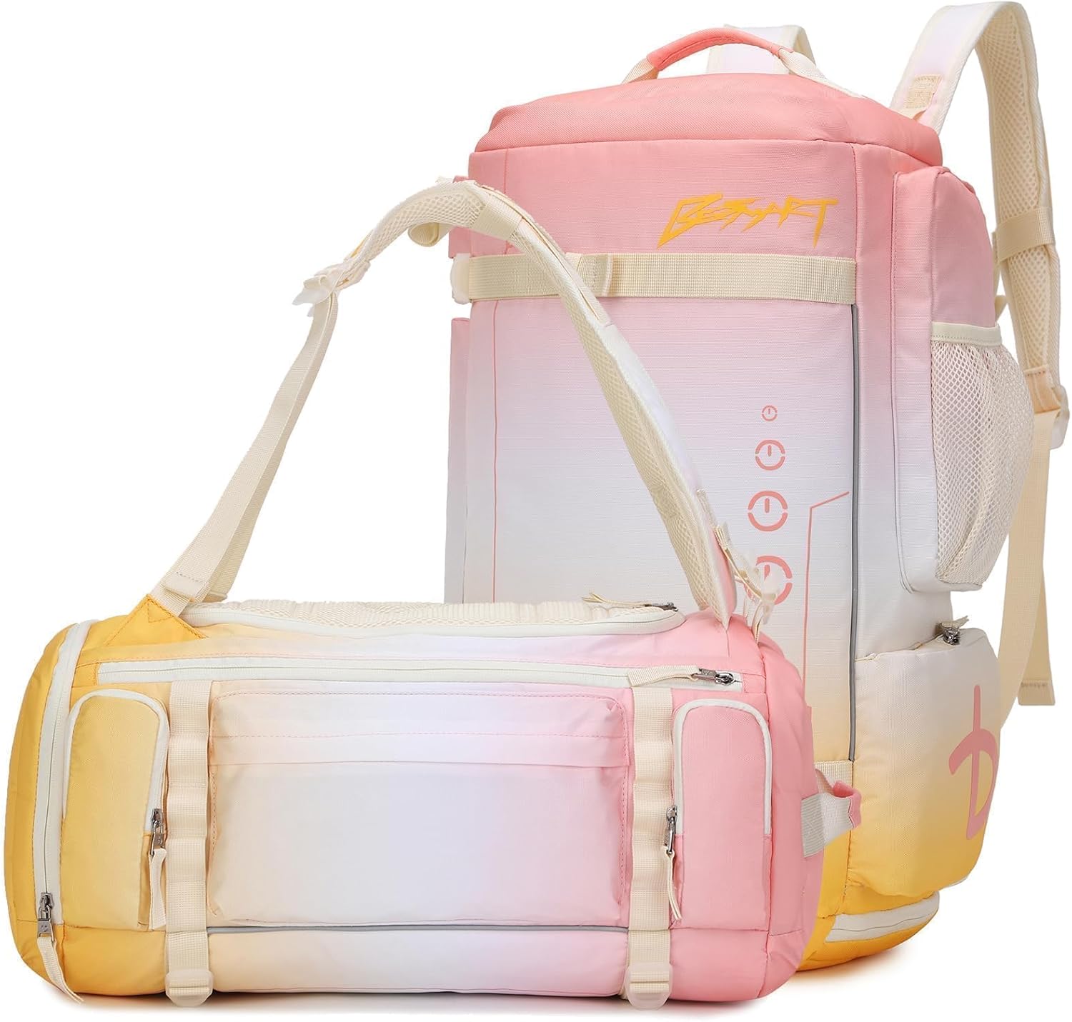 BESMART 2 in 1 Convertible Gym Duffel Bags with Shoes Compartment-32L Waterproof Extra Large Workout Backpack for Gym Women, Heavy Duty Sports Duffle Backpacks for Travel, Hiking, Camping, Carry on