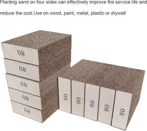 Miniatura 8 de Paquete de 10 esponjas de lijado de grano 180, bloques de lijado lavables y reutilizables, ideales para ollas, sartén, cepillo de esponja, vasos,