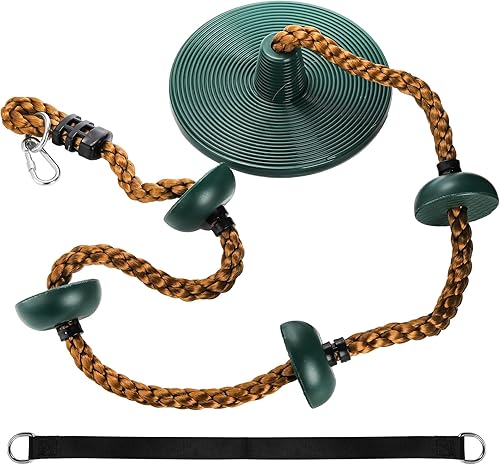 ZENFUN Cuerda de escalada con plataformas para niños, columpio de árbol con cuerda de escalada y disco de plataformas, columpio seguro para niños,