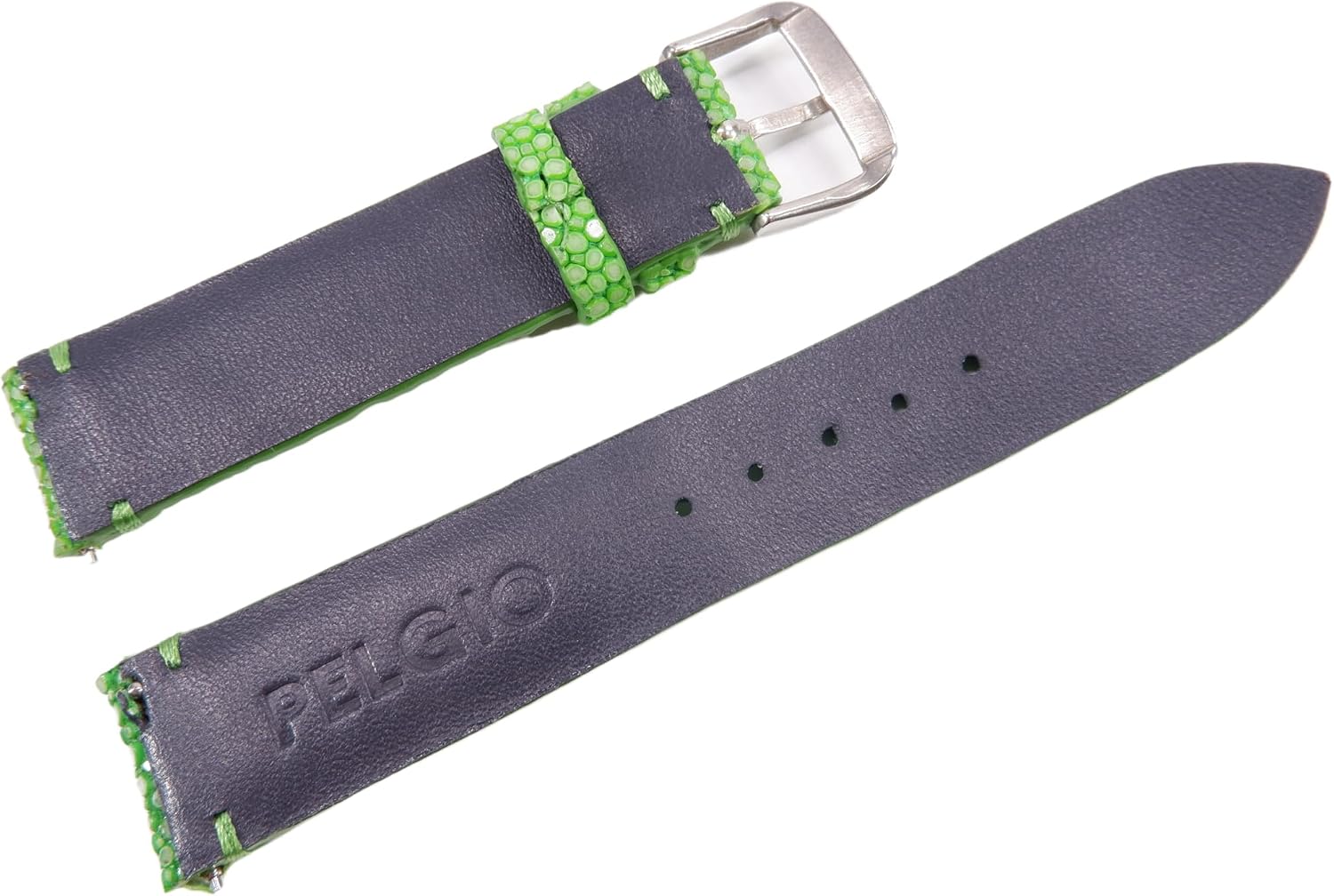 Pelgio Genuine Polished Stingray Skin Leather Quick Release Women's Watch Strap Band with Buckle 12 mm. 14 mm. 16 mm.