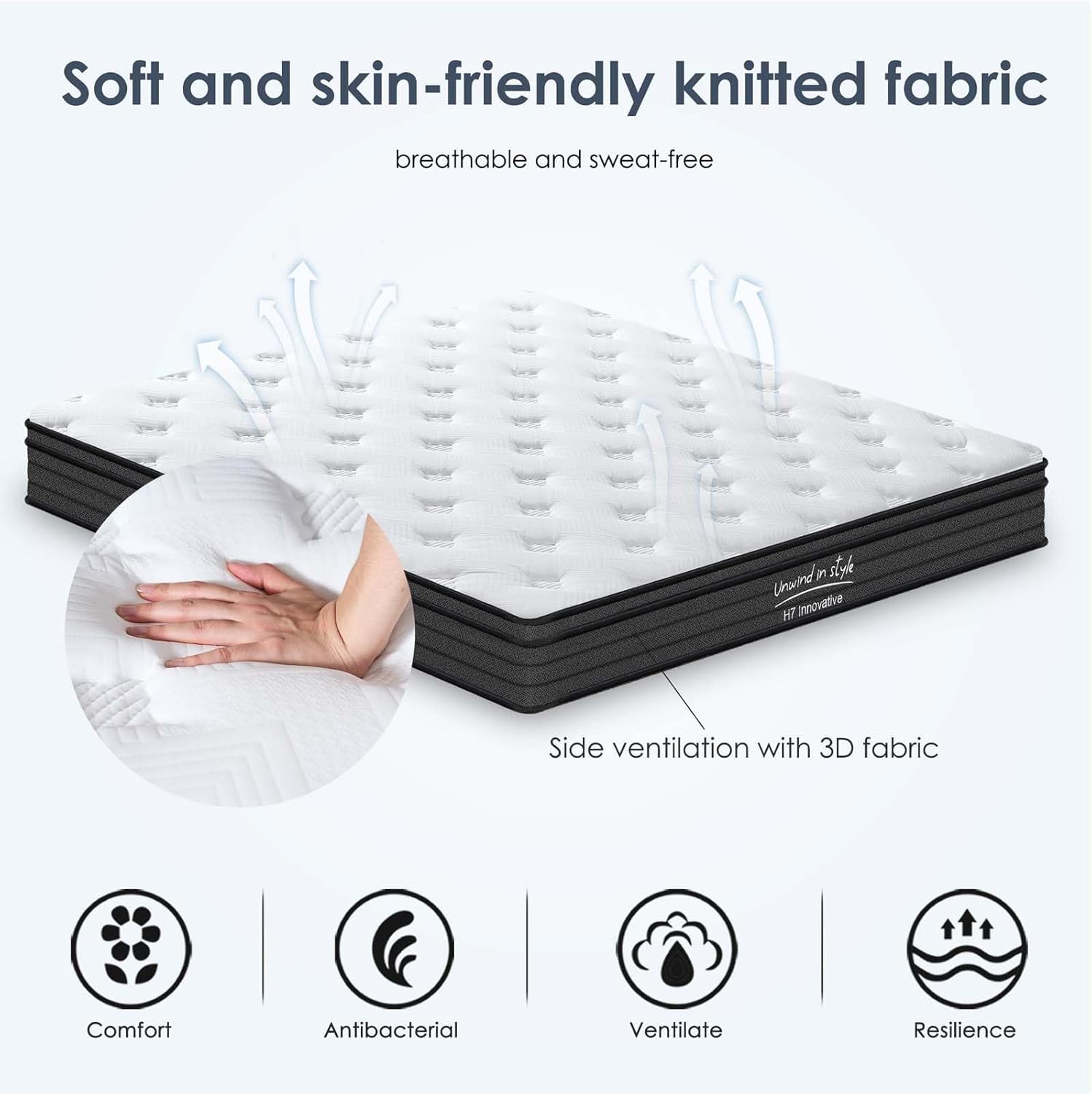 Twin Size Innerspring Mattress, 10 Inch Hybrid Mattress in a Box with Memory Foam and Pocket Spring, Ergonomic Design & Pressure Relief, Medium Firm Feel, 38"*75"*10