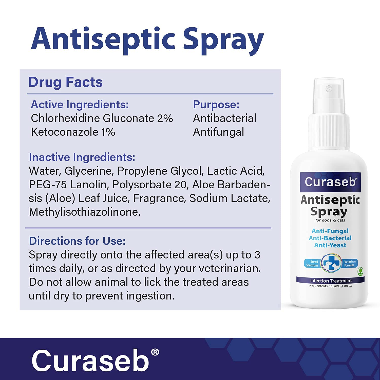 BEXLEY LABS Curaseb Medicated Chlorhexidine Spray for Dogs & Cats