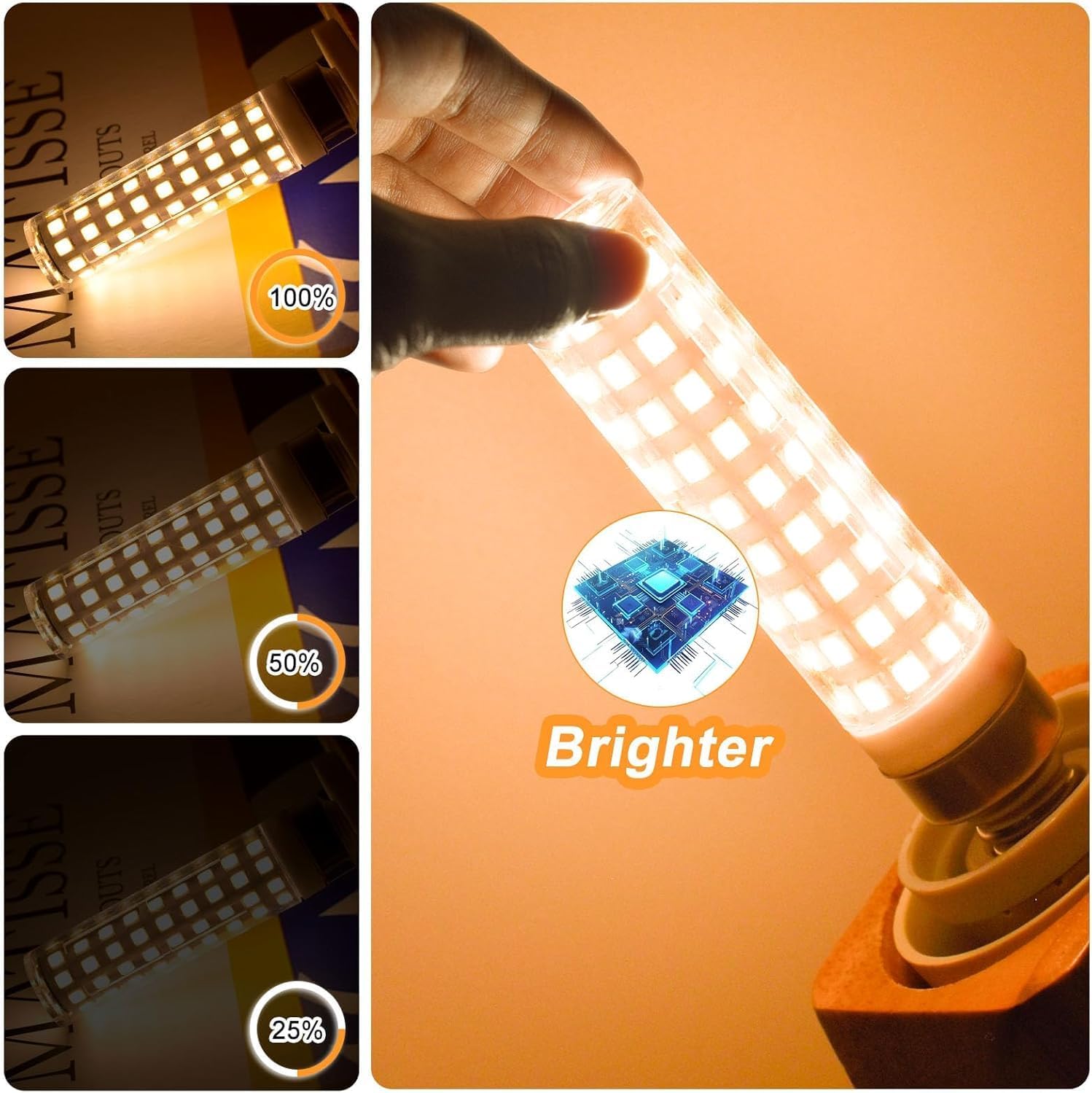 Dimmable E12 Led Bulb 100W Equivalent E12 Long Bulb,3000K Warm White,AC120V 10W 1100 Lumen T4 LED Chandelier Light Bulbs for Ceiling Fan Pendant Lighting Salt Lamp,4 Pack