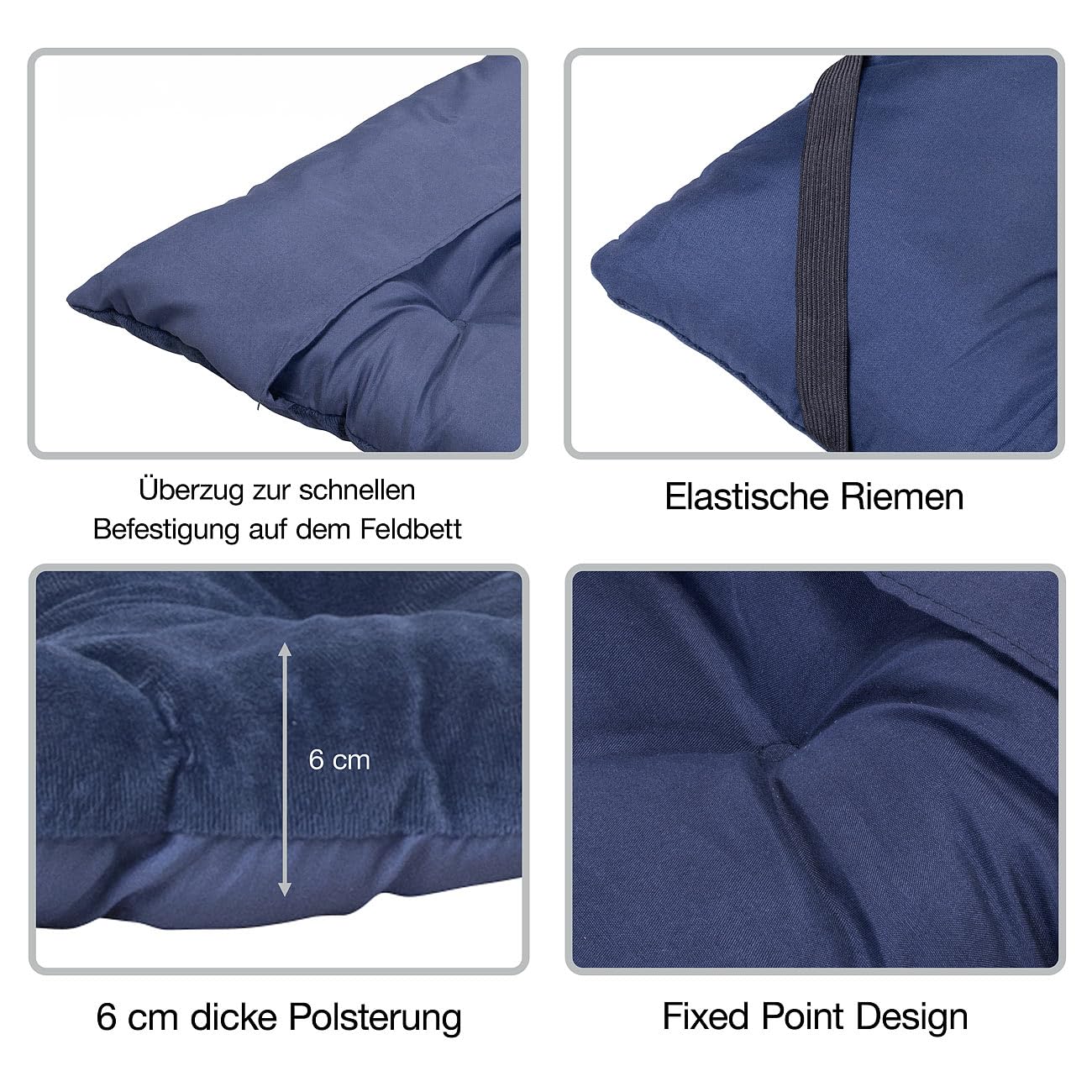 Semptec Urban Survival Technology Faltbett: Ultraleichtes Feldbett mit XL-Feldbettauflage, bis 120 kg Tragkraft (Camping-Liege, Campingmöbel Feldbett Auflage, Matratzenauflage)