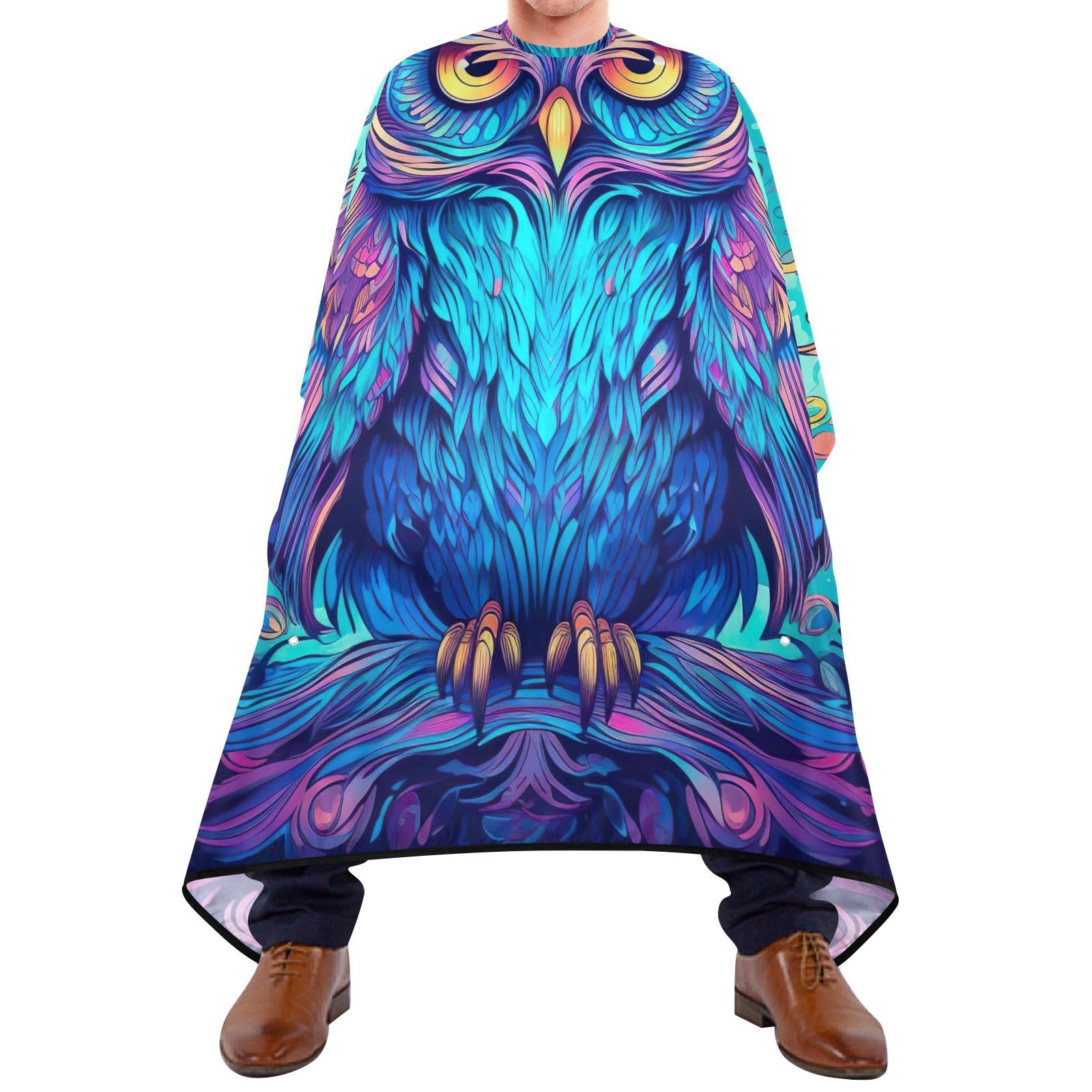 Hezely Blue Owl Pattern Hair Dye Cape, Barber Cape for Adults,Waterproof Salon Cape,Waterproof Hairdressing Styling Hair Cutting, 65