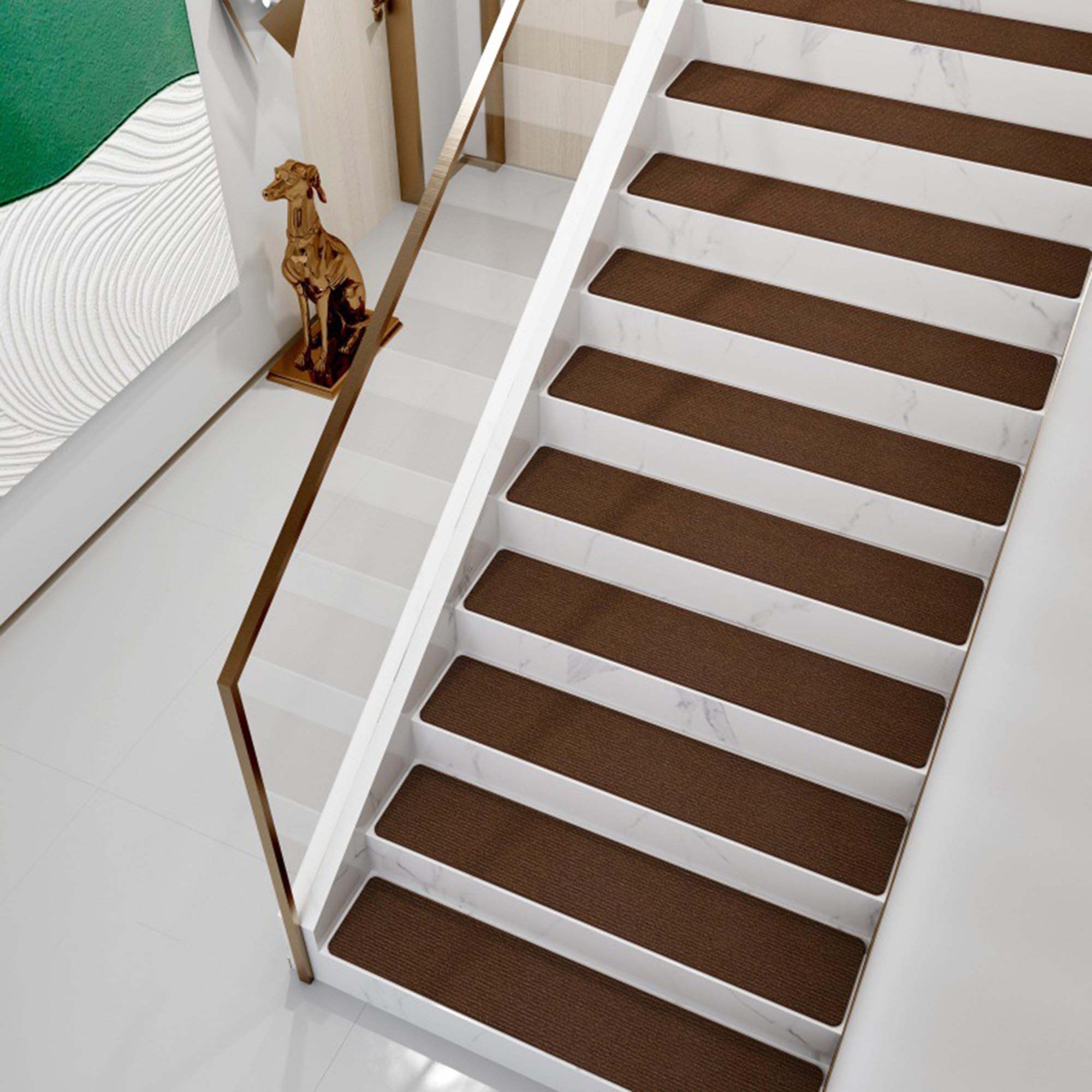 XXIUDEE Carpet Stair Treads, Non Slip Stair Mats Step Treads Self Adhesive Stair Runner Carpet Treads Step Protection Rug Cover Mats, Perfect for Kids Pets Elders (80 * 20cm,1pcs,Brown)