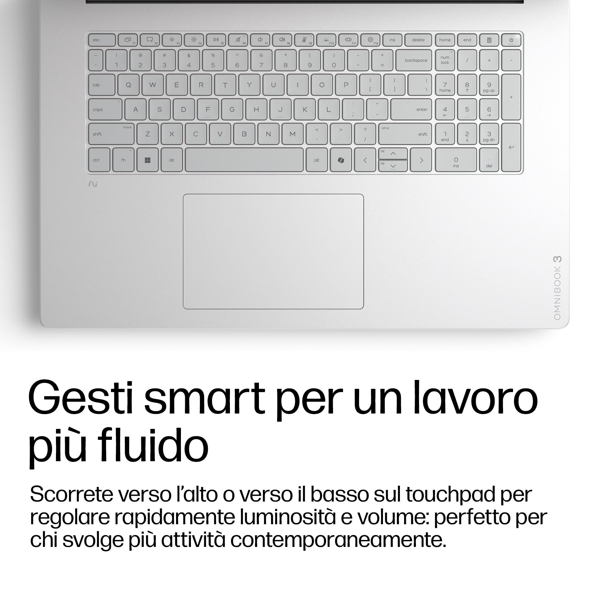 HP OmniBook 3 16-by0001slx, Notebook, AMD Ryzen 5 130, 8 GB RAM, 512 GB, AMD Radeon 660M integrata, Display 16" 2K IPS Antiriflesso 300 nits, Laptop, Windows 11, Portatile, Argento