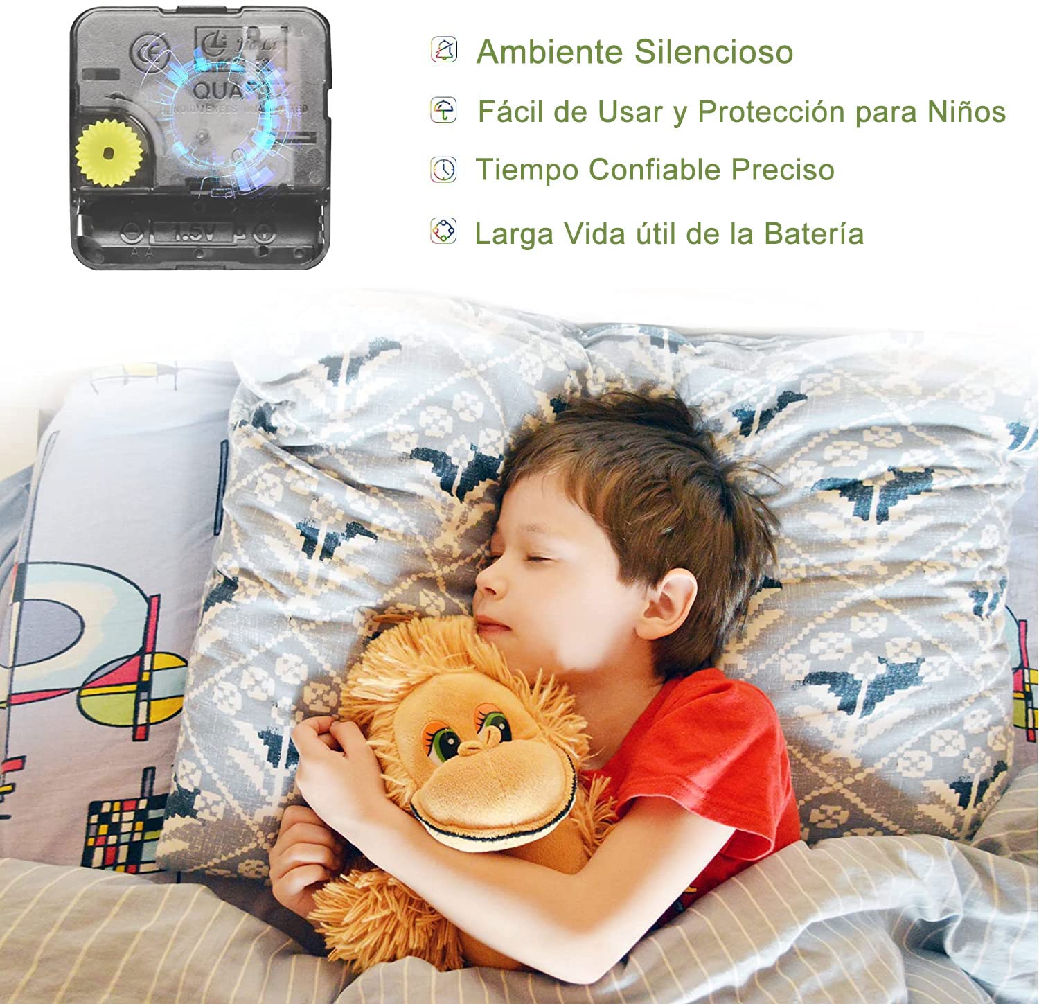 30cm Reloj de Pared Educativo para enseñar el Tiempo para niños, Silencioso, Funciona con Pilas, Aprender a Contar, Reloj de Pared de Cristal Vidrio Decorativo Colorido