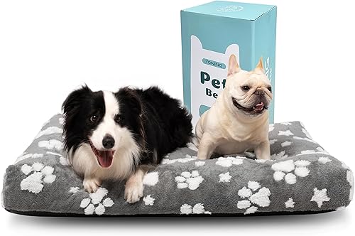 Miniatura 16 de Camas para Perros Grandes, Linda Cama Gruesa para Perros para Jaula Perrera, Cama Mullida para Mascotas con Funda Extraíble Lavable y Fondo
