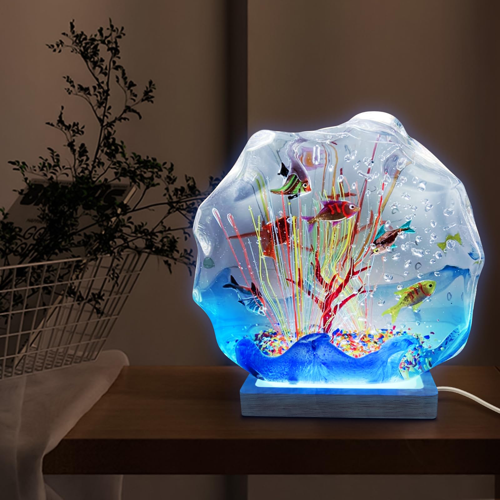 Base per display in cristallo regolabile in luminosità per vetro artistico, supporto in legno con luce notturna dimmerabile a 3 colori, base rettangolare a LED per luce artistica in cristallo 3D