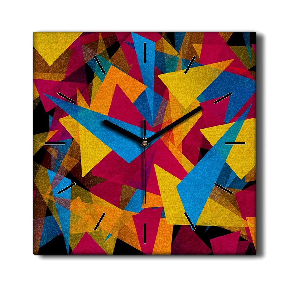 Horloge sur toile silencieuse Coloray salon art géométrique