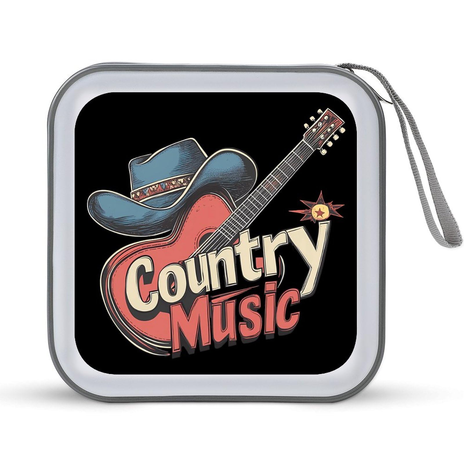 Country Muisic Electric Guitar CD Case Plastic DVD Case Holder Wallet Disc Storage Organizer for Car Travel