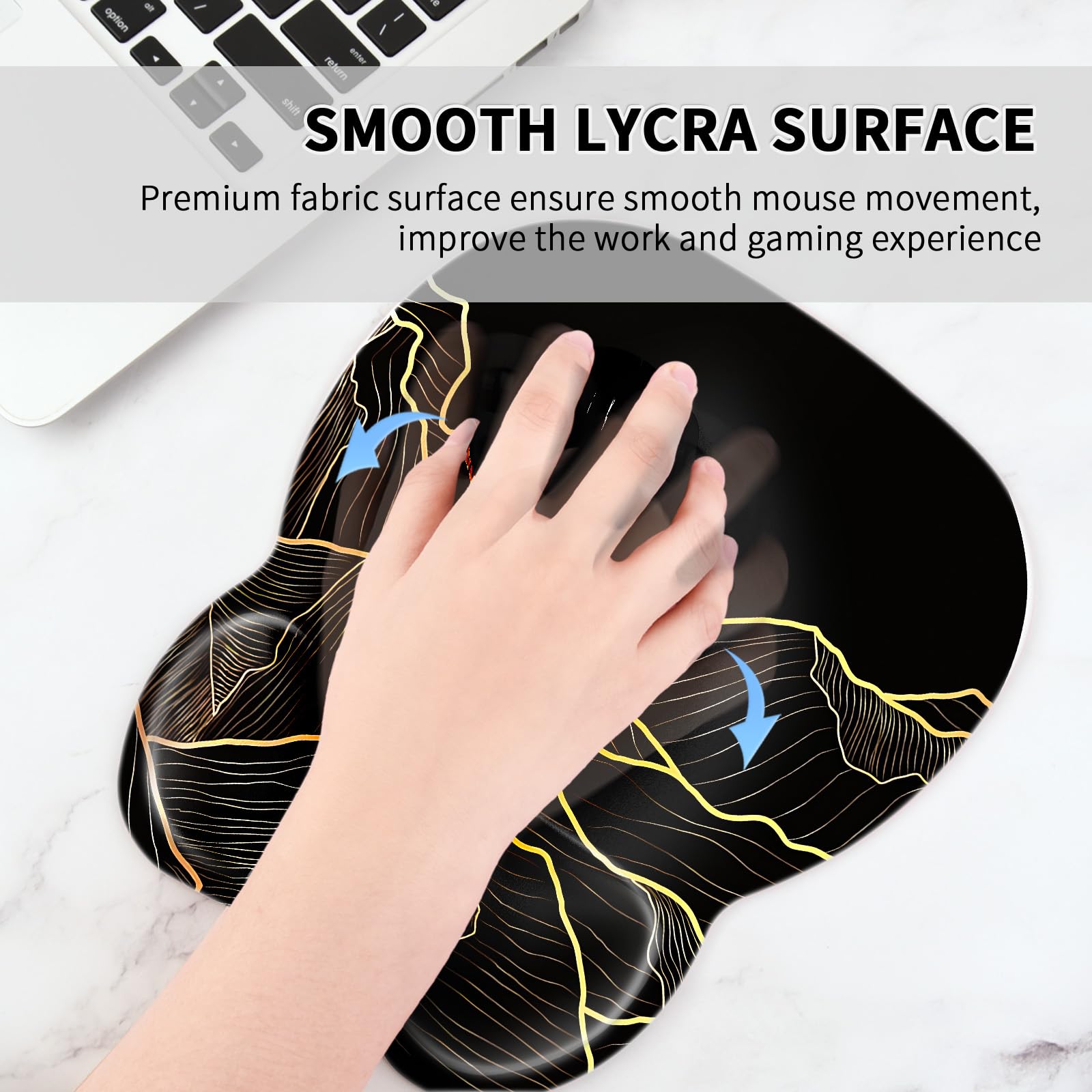 EooCoo Tappetino per Mouse con Comodo Supporto per Il Polso, 4mm Mousepad Poggiapolsi con Materiali Memory Foam, Base in Gomma Antiscivolo - Picco del Tramonto