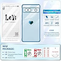 Vista 7 de LeYi Funda para Google Pixel 7A con protector de pantalla de vidrio templado 2 piezas + protección completa de lente de cámara, chapado en corazón