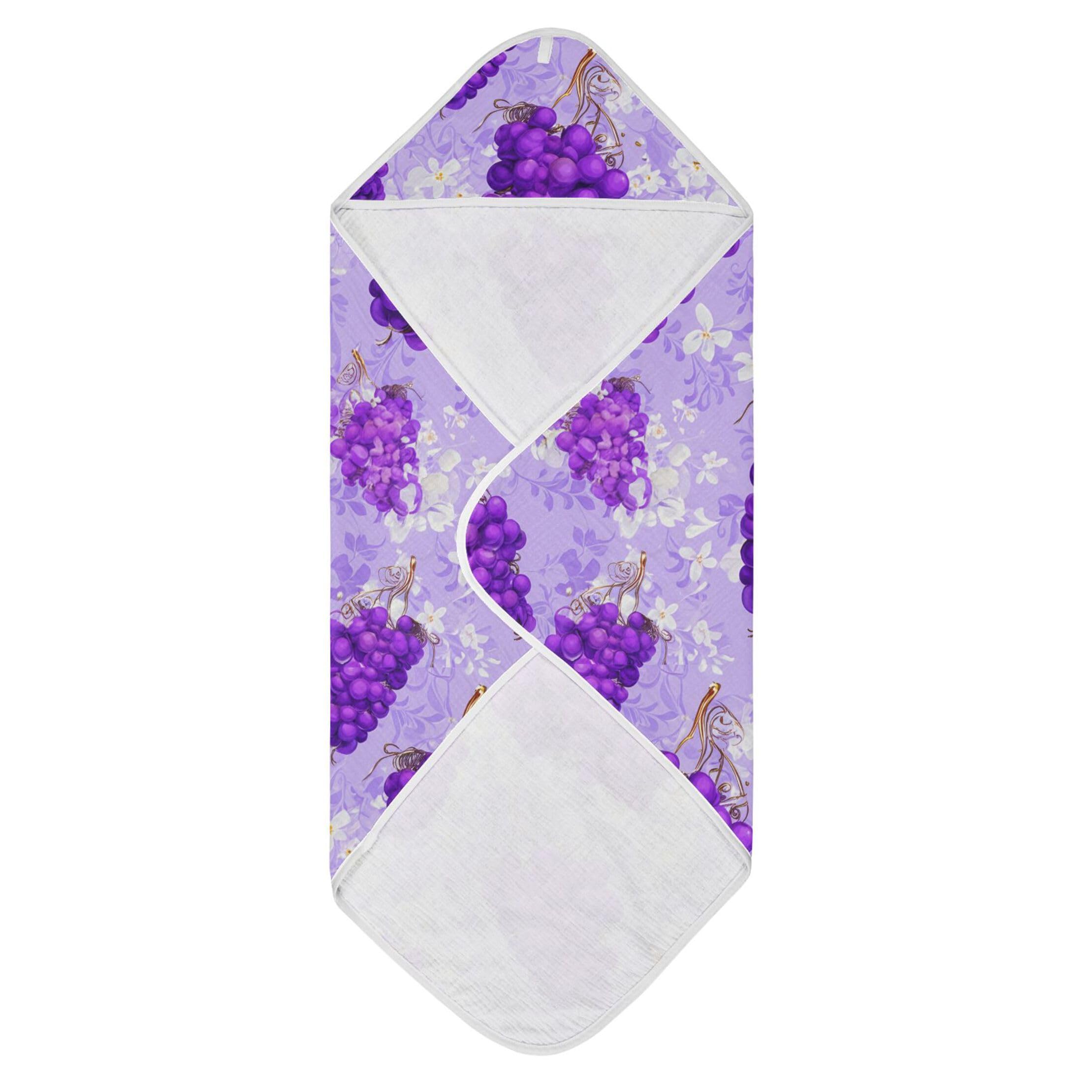 Kigai Baby Hooded Towel Absorbent Baby Bath Shower Towel with Hood for Newborn Boys Girls Babies Infant Toddler (Grapes Flowers 30 x 30 in)