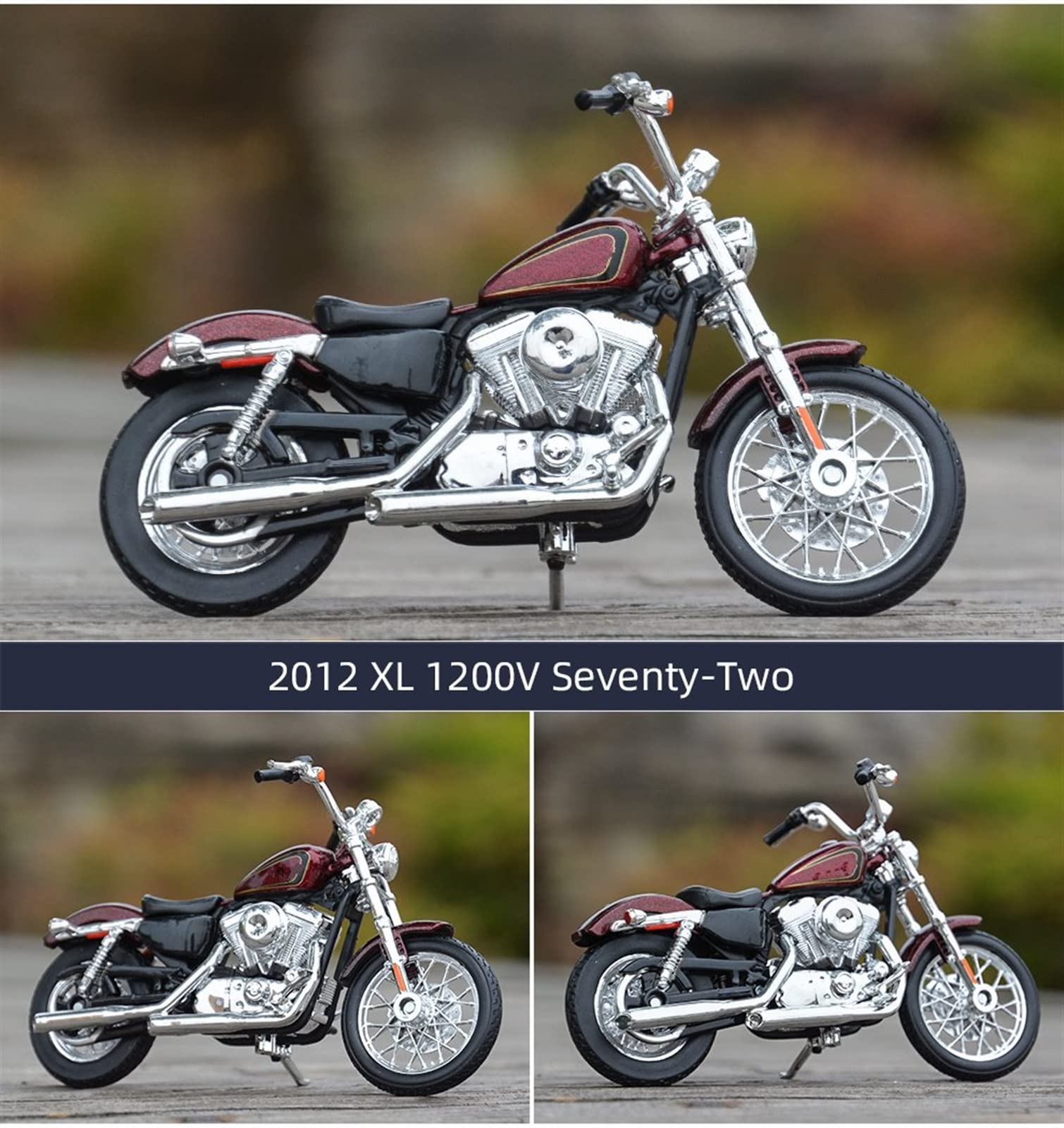 Moto de Juguete para Harley para Davidson XL 1200V Setenta Y Dos 2012 Vehículos Fundidos A Presión Regalo De Cumpleaños Juguetes para Niños Colección Coches 1/18 | Rosso