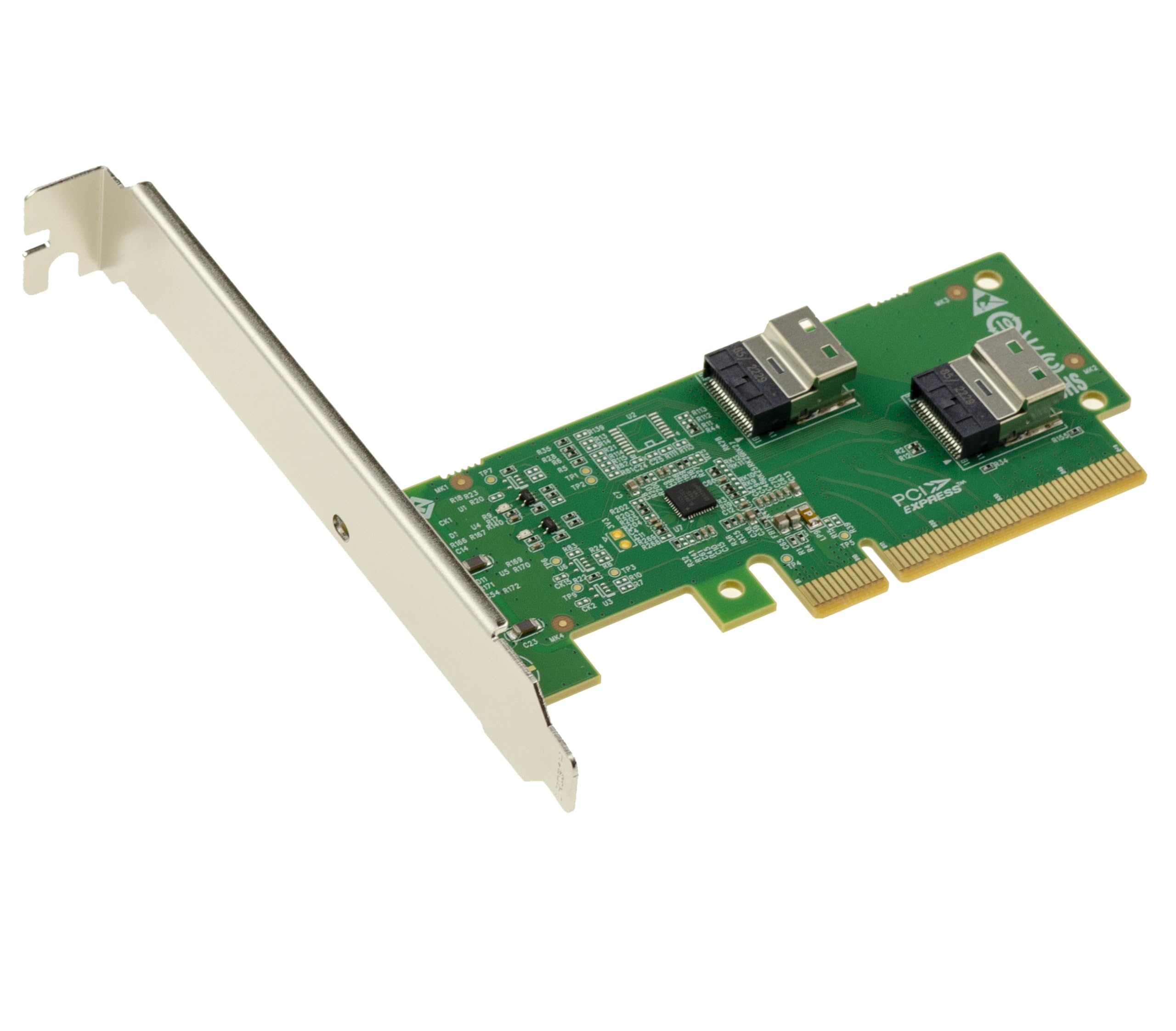 KALEA-INFORMATIQUE Karta rozdzielcza PCIe 4.0 x8 2 porty SFF-8654 4i | Podział PCIe x8 do x4 przez dwa interfejsy SlimSAS SFF-8654 4i dla łącza PCIe lub NVME