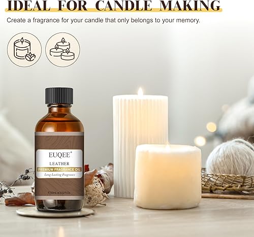 Miniatura 5 de Aceites aromáticos de cuero, 2.02 onzas líquidas, aceites esenciales para difusor, fabricación de velas, jabón de bricolaje con cuentagotas de vidrio