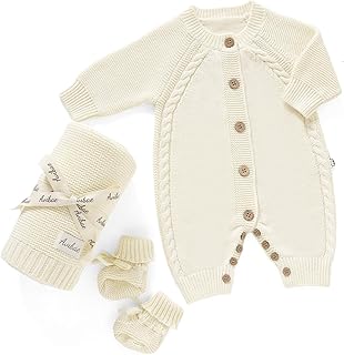 Avibae Baby Cotton Three-Piece Set, Outfit, Blanket and Shoes, Cozy Gift for Newborn Infant Boys and Girls