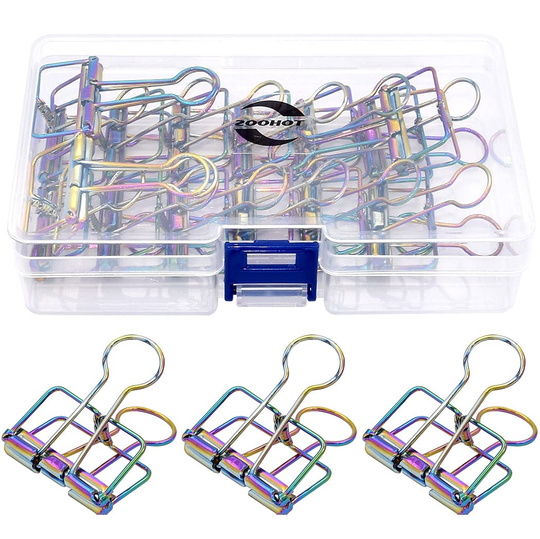 Binder Clips Paper Clamps 32mm Clips for Office School Supplies (Rainbow Colors)