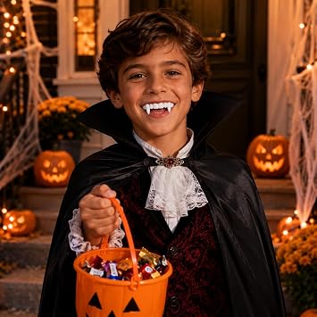 The Dreidel Company 12-Pack Halloween White Teeth Fangs Teeth, Costume, Funny Halloween Dress-Up, Pretend Play Decoration 12-Pack