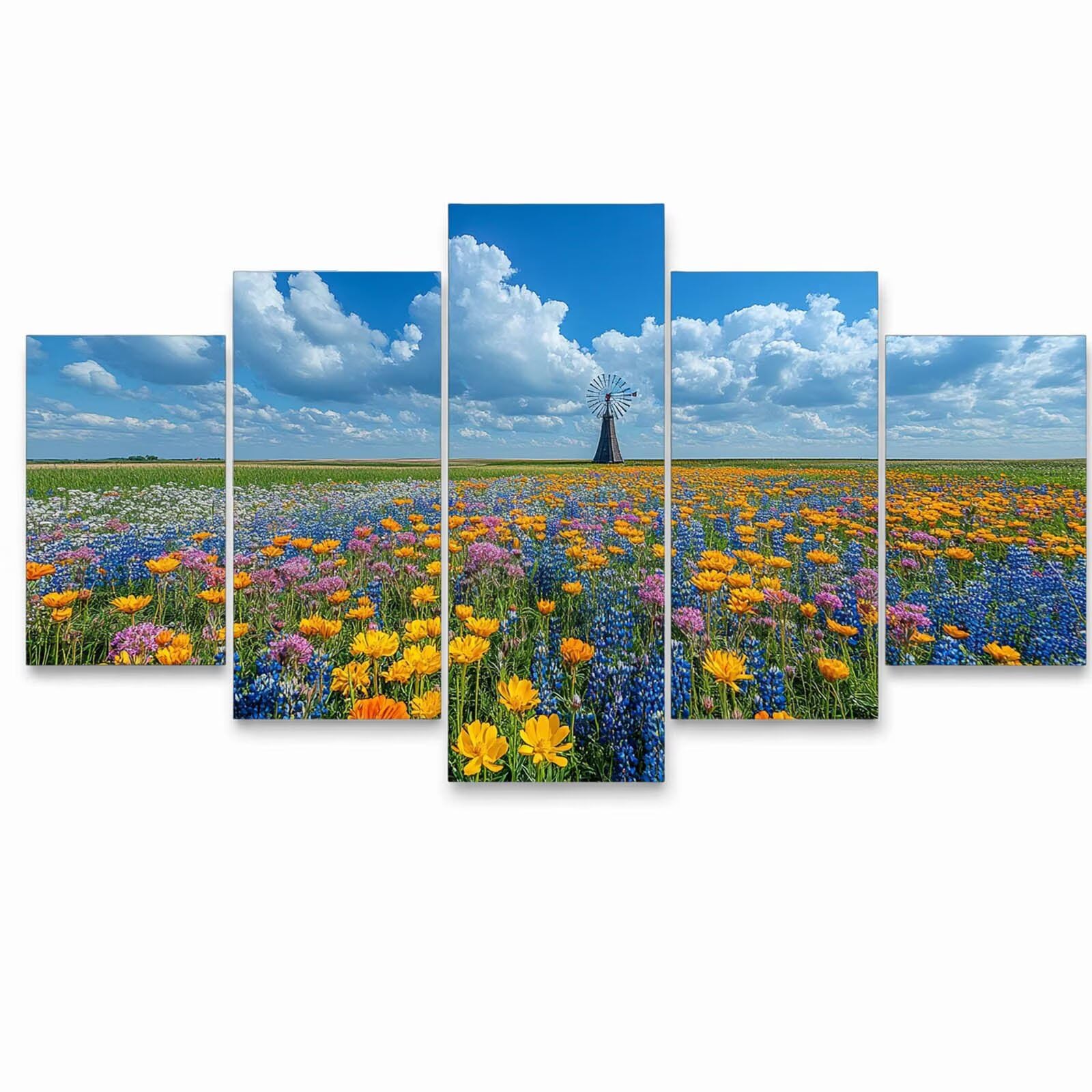 5 Pack Leuchtend Malen Nach Zahlen Erwachsene Blume Drei Größen YCBZ-0331 | DIY Set Erwachsene mit Pinselset Acrylfarben Set Fünf Leinwand zum Bemalen Windmühle für Deko Wohnzimmer Geschenke für Frauen