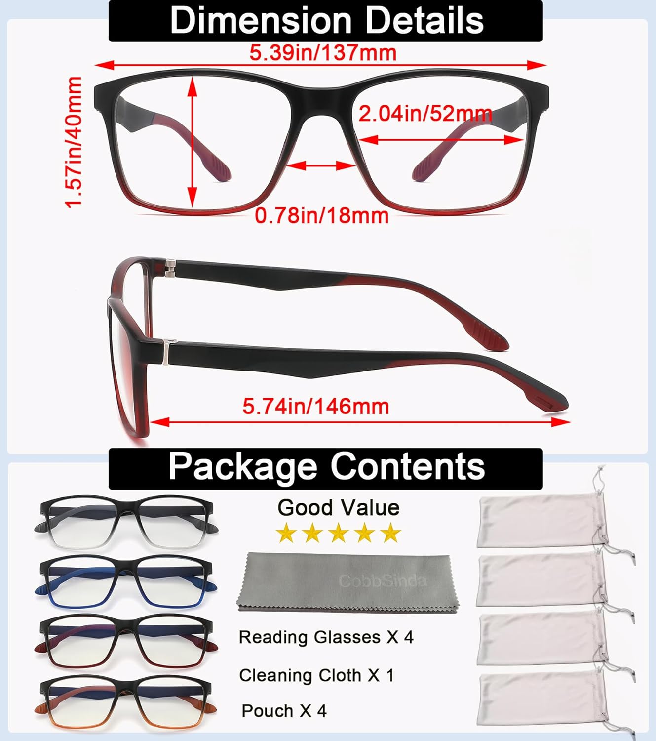 1.25 Reading Glasses for Men,4 Pack Lightweight Computer Readers for Men Blue Light Blocking with Spring Hinge,Mens eye glasses Anti Eyestrain/Dryness/UV,Two Tone Cheaters Reading Glasses - Image 6