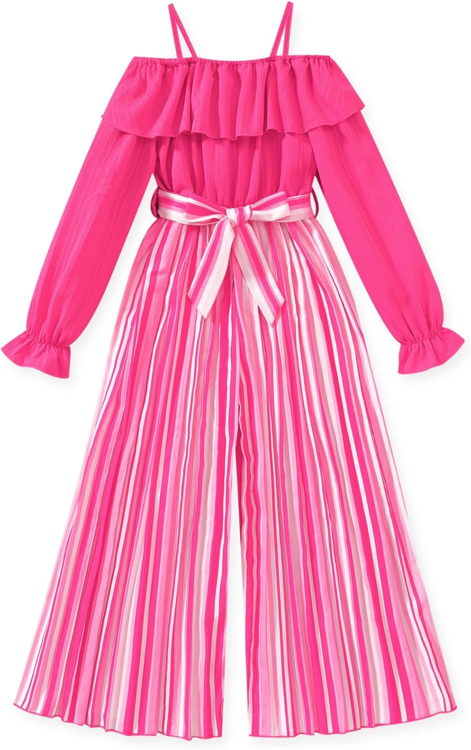 HIHA Girls Off The Shoulder Jumpsuit Pleated Pants Set Fall Winter Outfit Size 6-12