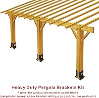 Vista 5 de Juego de 4 soportes de base de poste de pérgola de madera para valla de 4 x 4 (real 3.5 x 3.5), soportes de base de anclaje negros ajustables