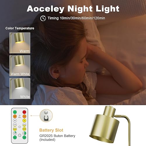 Miniatura 6 de Juego de dos lámparas de mesa doradas que funcionan con pilas, luz de mesa inalámbrica con control remoto, lámparas de escritorio doradas para