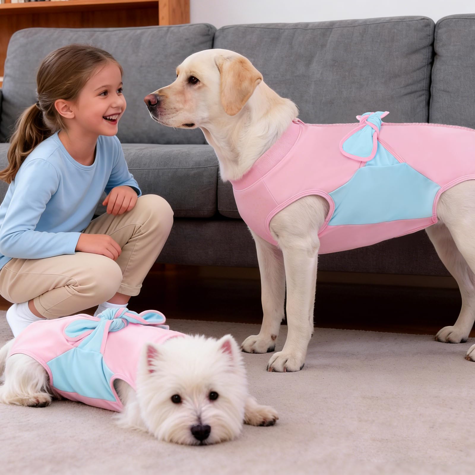 ASENKU Vêtement de Récupération Chirurgicale pour Chien - Body Post Opératoire Confortable après Stérilisation,Opération du Ventre,Adjustable,Respirant et Lavable - Alternative au Collier Élisabéthain