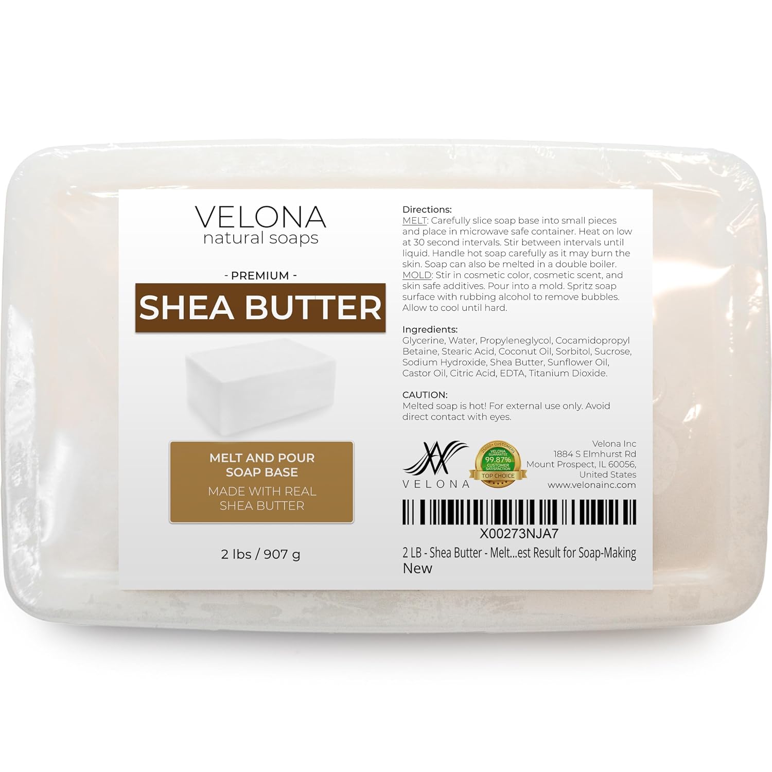velona 2 LB - Shea Butter - Melt and Pour Soap Base SLS/SLES free | Natural Bars for The Best Result for Soap-Making