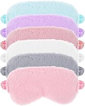 6 Pcs Plush Eye Mask for Sleeping Soft Fluffy Furry Satin Eye Mask Comfortable Eyemask Sleep Faux Fur Eye Cover Satin Nap Night Eyeshade Cover for Women Men Gift (6 Colors)