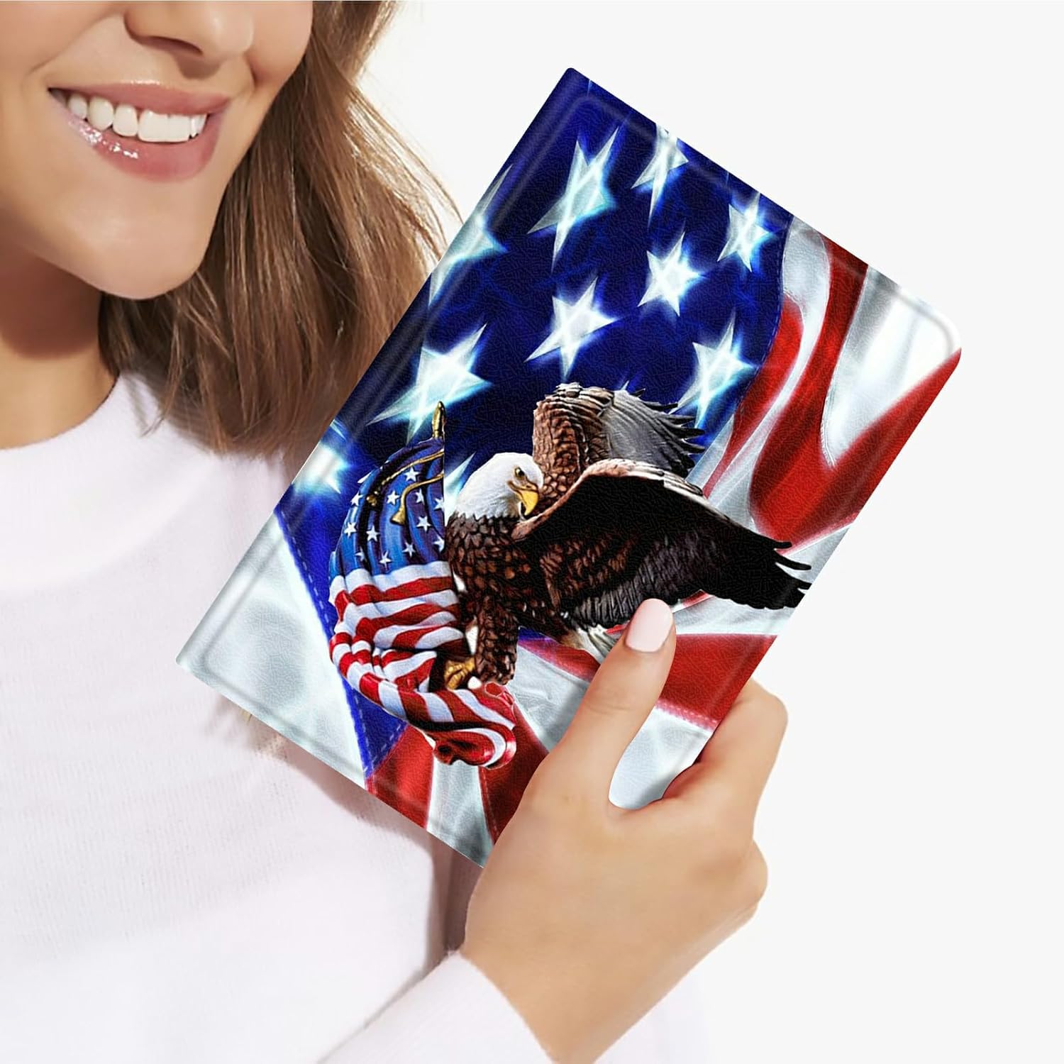 Case for Amazon Kindle Fire Max 11 Tablet (13th Gen, 2023 Release), Slim Adjustable Stand Back Shell Protection Smart Cover for Fire Max 11 2023 11 Inch, Eagle on American Flag