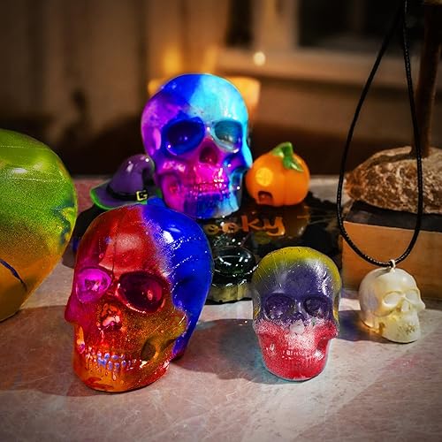 Miniatura 7 de LET'S RESIN Moldes de resina de calavera 3D, juego de 4 tamaños de moldes de silicona para resina epoxi, cera de vela, jabón, arcilla, llavero