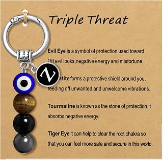 Initial Evil Eye Keychain A to Z Healing Evil Eyes Keychains Gifts for Women Bag Car Key Purse Accessories