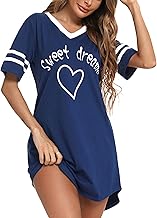 Litherday Cotton Nightgowns for Women Comfy Sleepwear Short Sleeve Sleepwear Pajamas Night Dress Loungewear