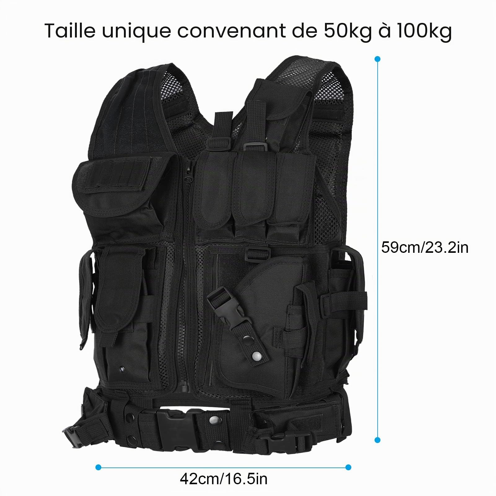 LIXADA Gilet pour Homme Femmes, Armée Militaire Molle Gilet, Veste pour Chasse À L'extérieur Randonnée