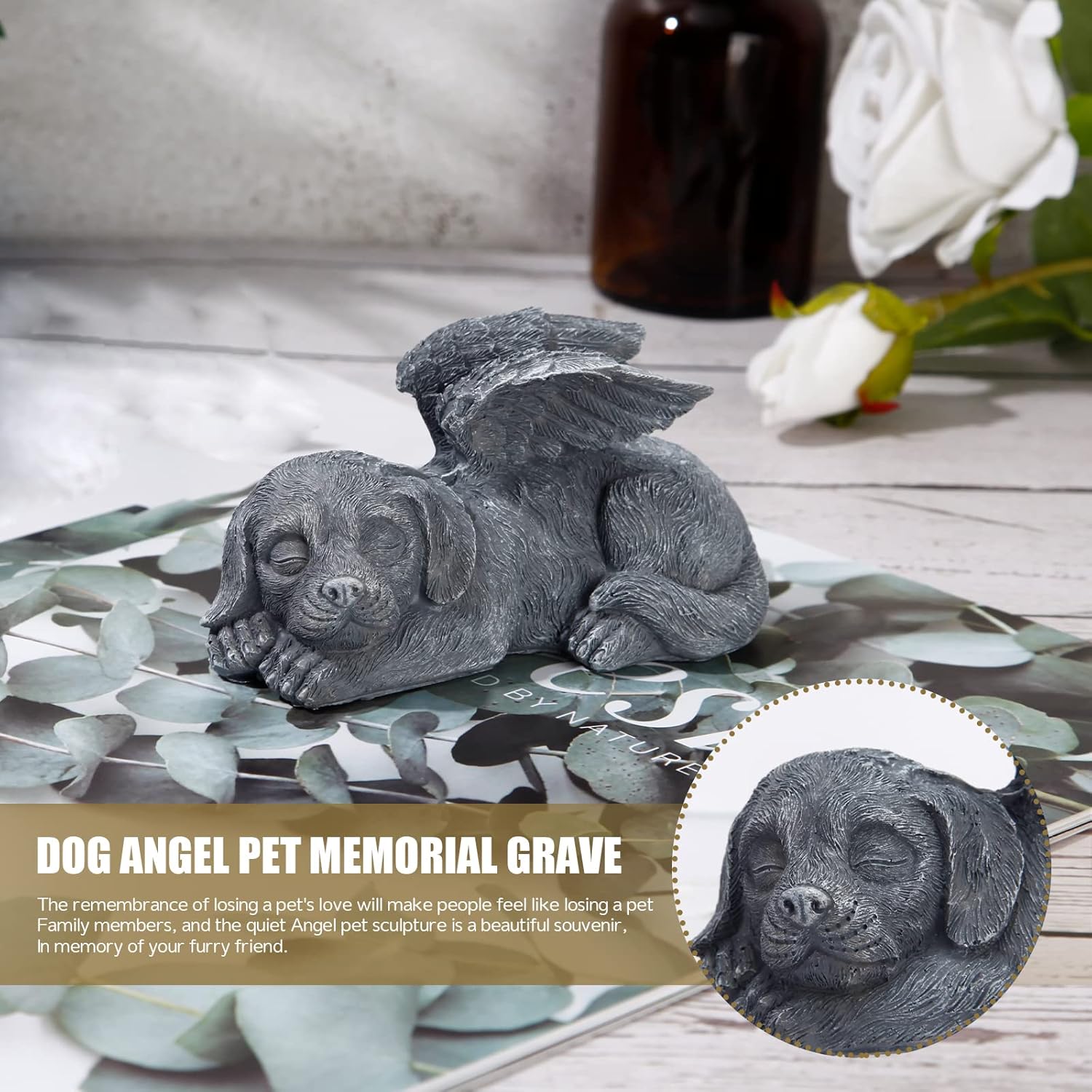 LQKYWNA Pet Memorial Stone, Memorial Grave Marker, Resin Dog Memorial