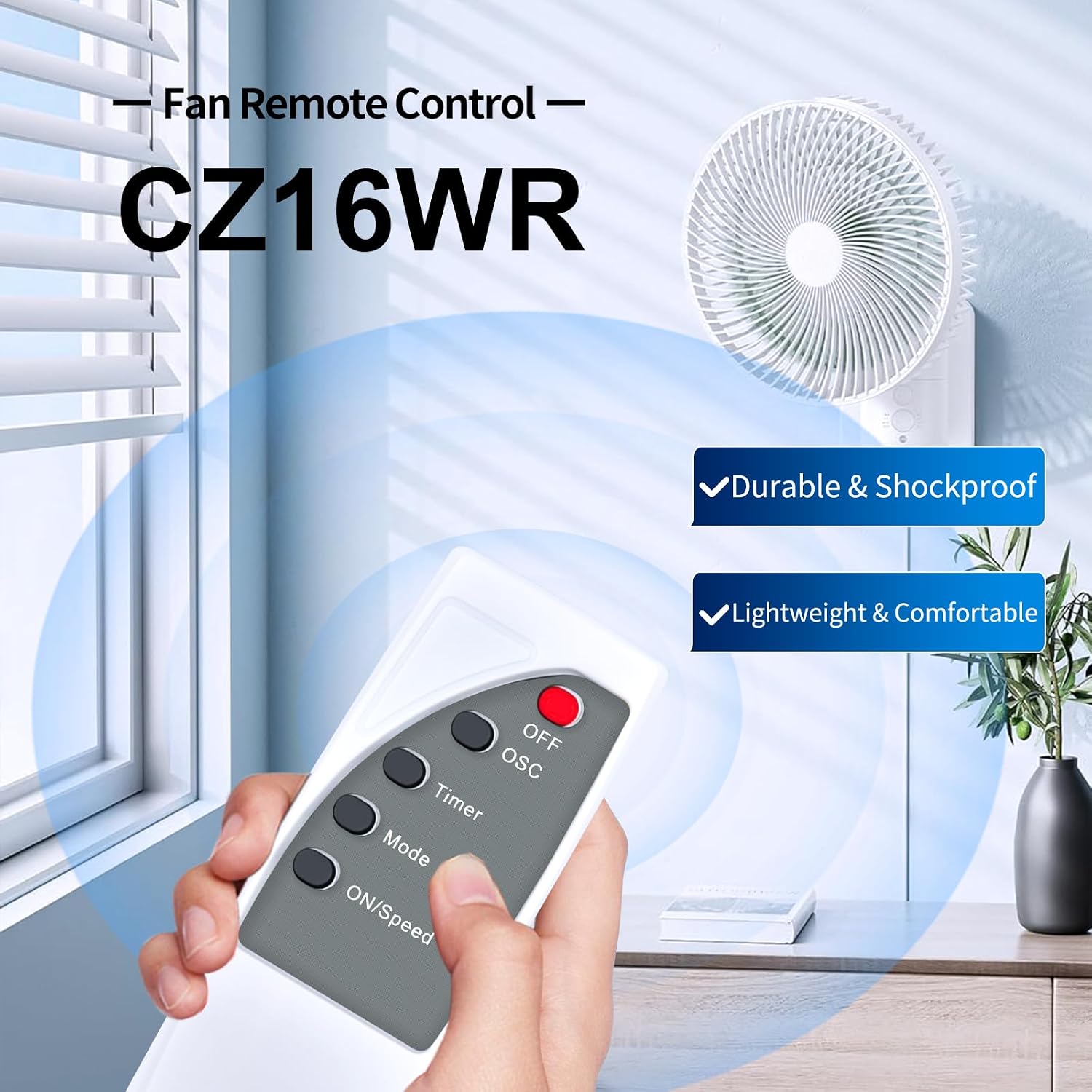 New Fans Replace Remote Control for Comfort Zone Oscillating 16" Quiet 3-Speed Wall Mount Fan CZ16WR CZ16WR-EC