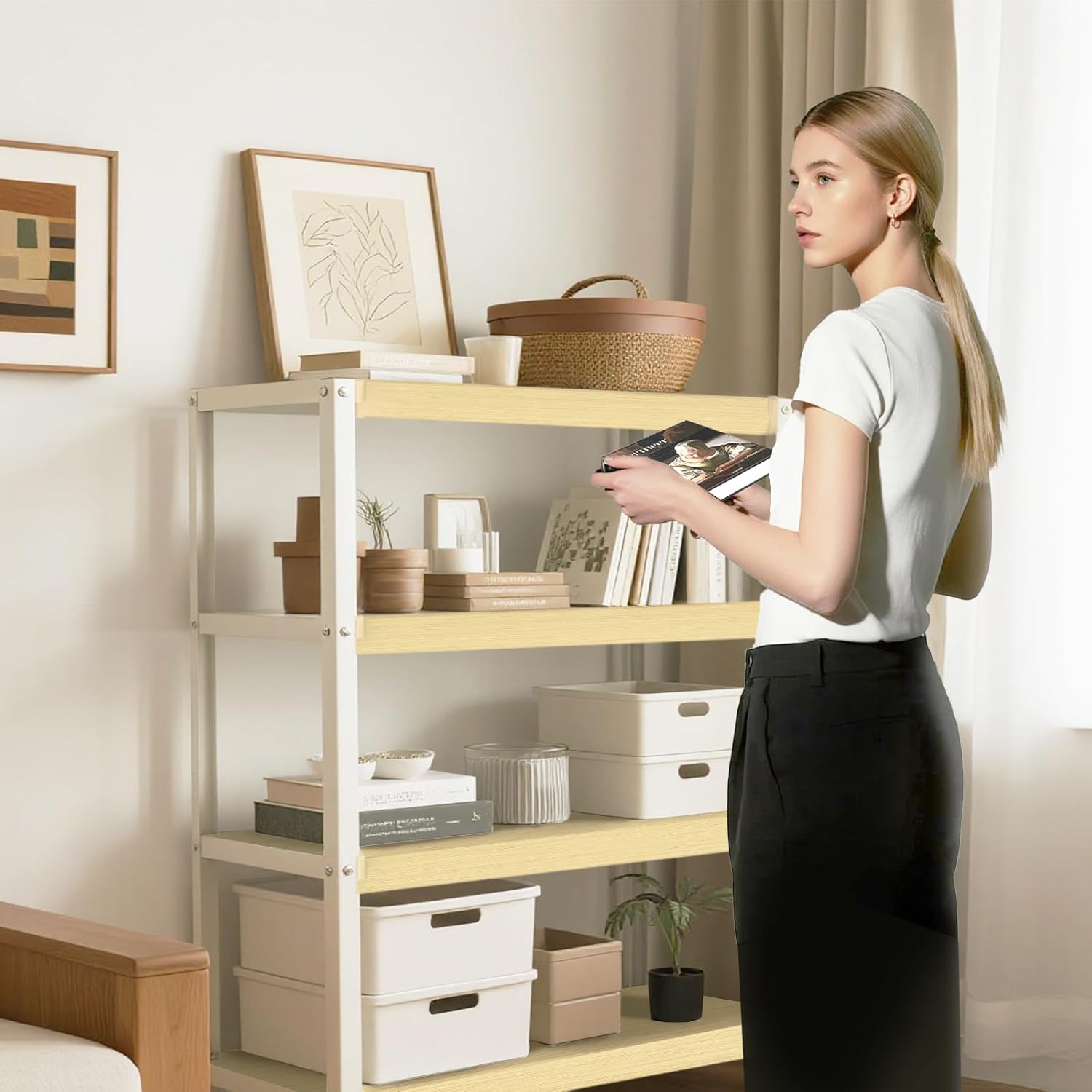 5pcs 0.4 Inch Thick Wire Shelf Covers for Pantry, PVC Faux Wood Removable Closet Shelves Cover, Wire Rack Covers Liners for Kitchen Bathroom Storage Shelf (33X16IN)