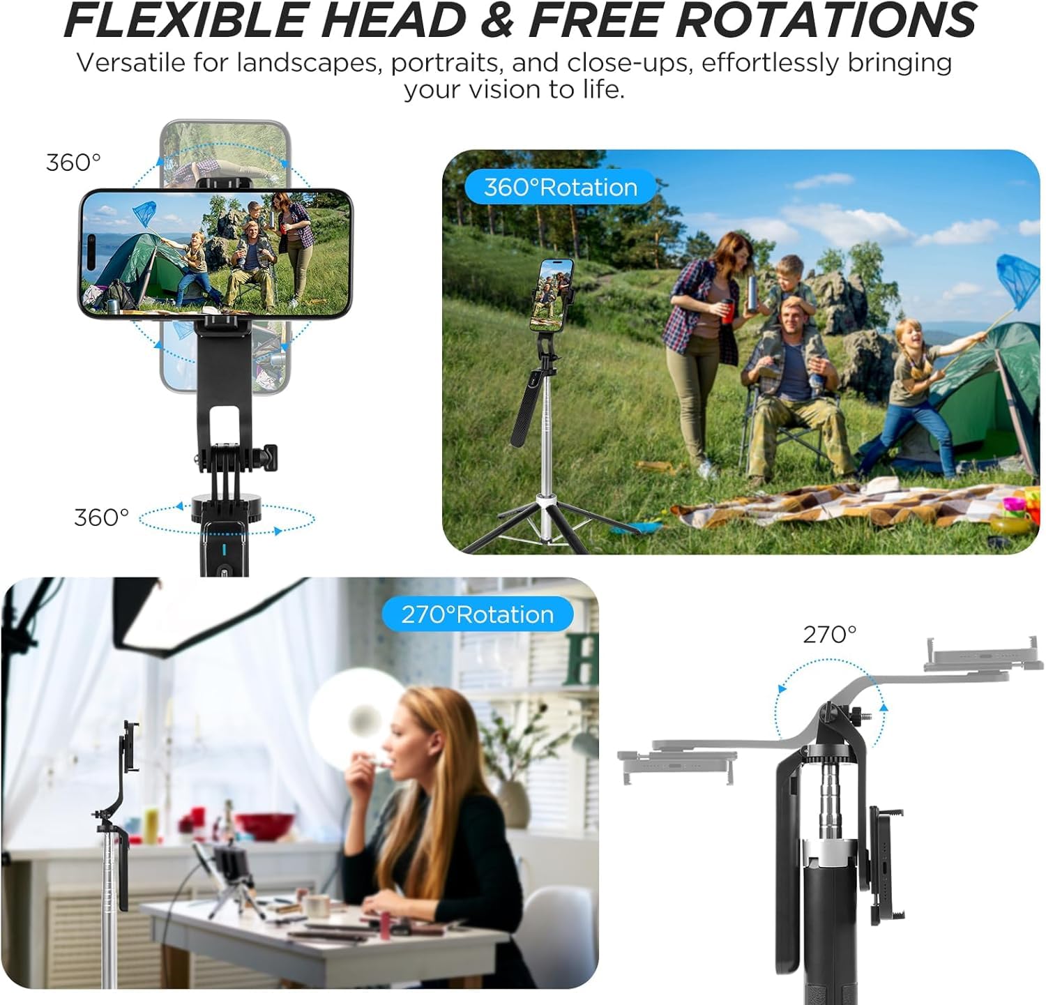 QLECT Selfie Stick Tripod - 180cm Extendable -3