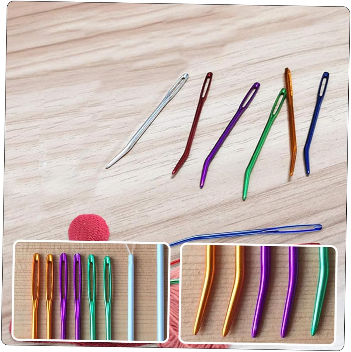 Gogogmee 12pcs Mixed Color Safety Darning Needles with Large Eye, Wear-Resistant Bent Yarn Sewing Needles for Household Tapestry and Weaving Crafts Random Color