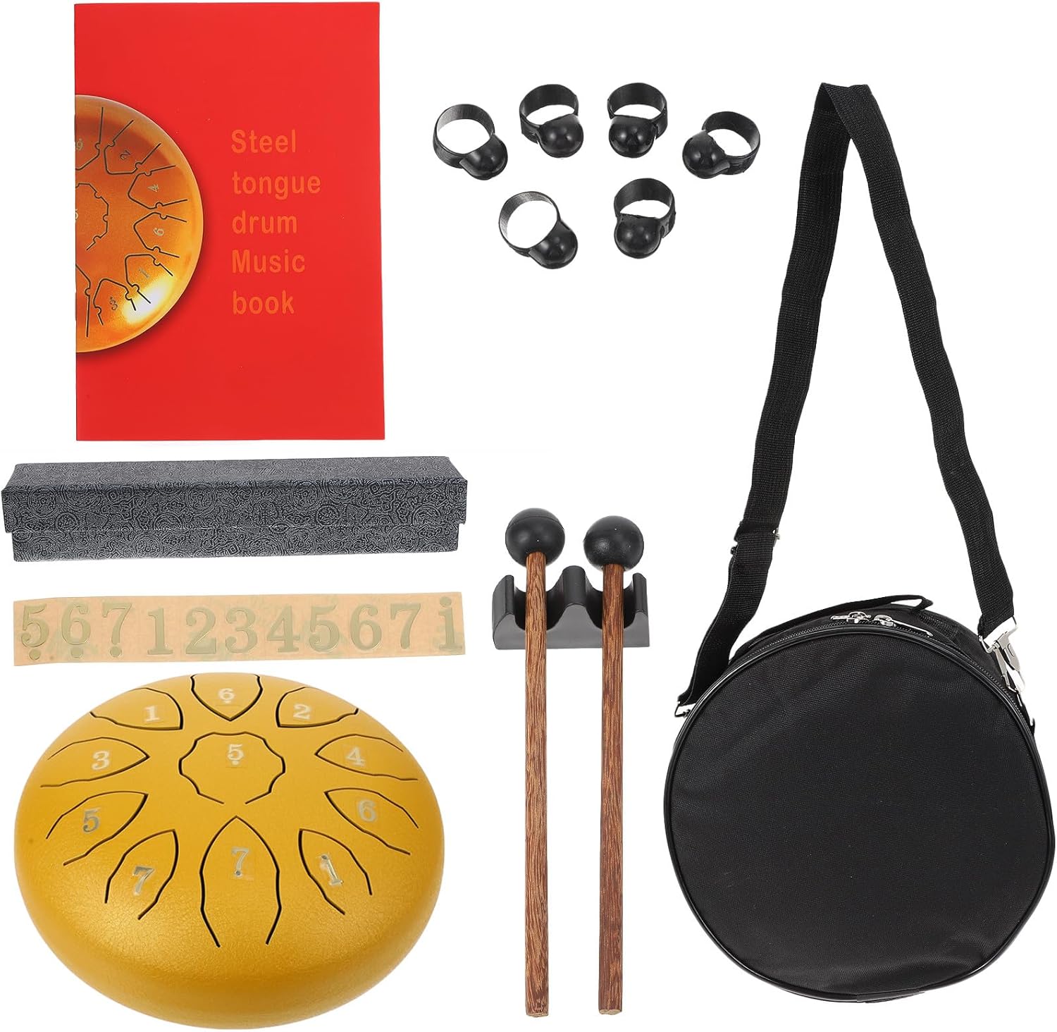 GALPADA 8-inch 11-note Carbon Steel Tongue Drum, Portable Handpan Percussion Instrument with Ethereal Sound, Gold Color Suitable for Concerts and Meditation