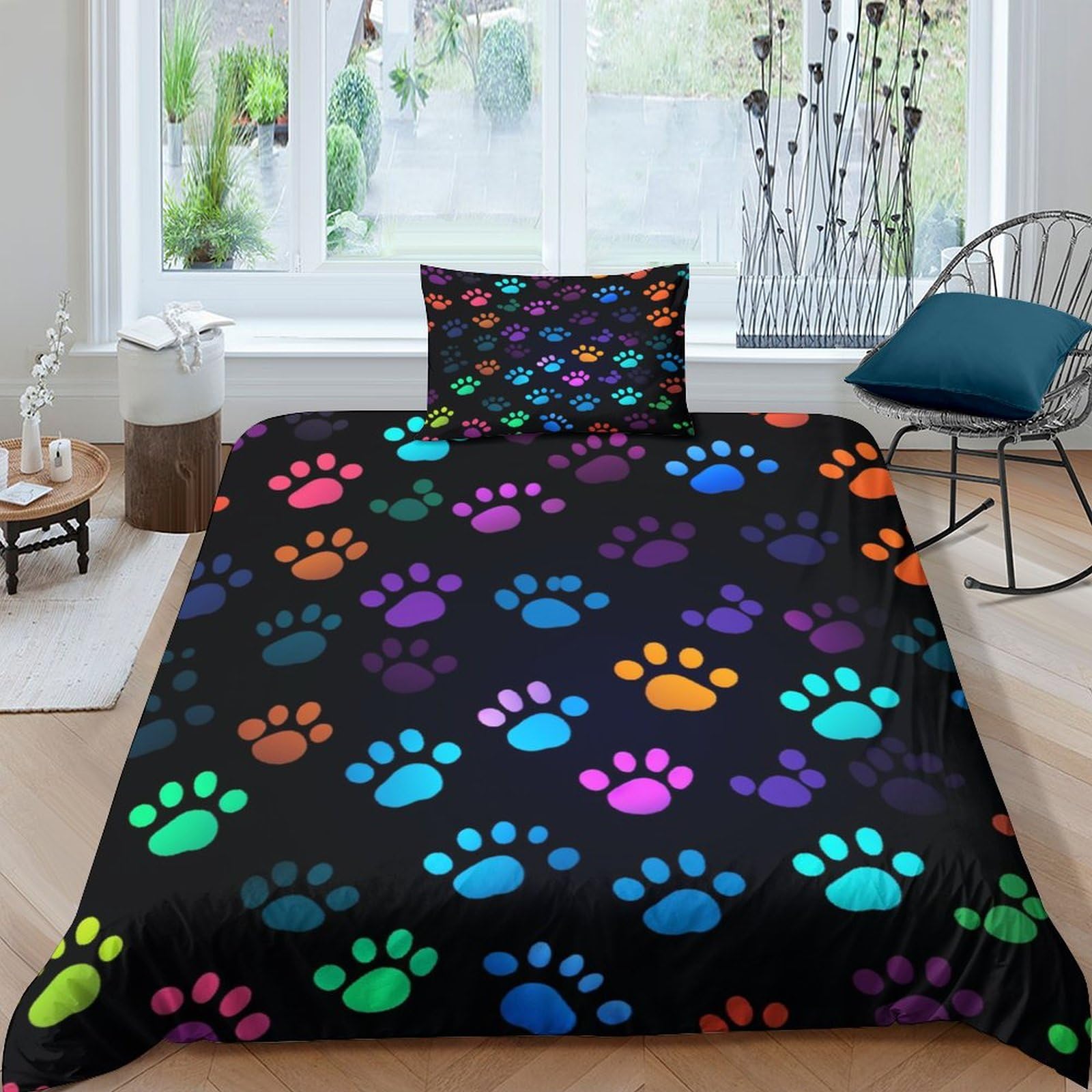 Parure lit chat 135x200 fermeture éclair pour lavage facile