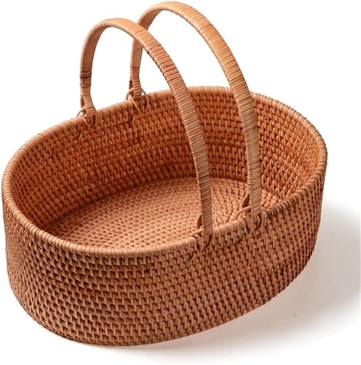 Dekoracja Kuchenna Kosz Rattanowy Przenośny Piknikowy Rozmaitości Do Przechowywania Na Biurko Idylliczny Pojemnik Żywność Imprezy Plenerowe(32 * 28 * 13cm)