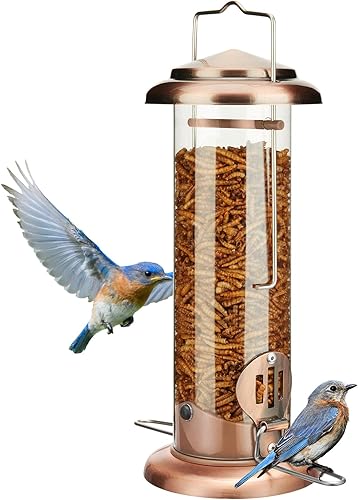 Miniatura 9 de Kingsyard Bluebird - Comedero para colgar al aire libre, a prueba de masticaciones, tubo para gusanos de harina, comedero para pájaros silvestres,