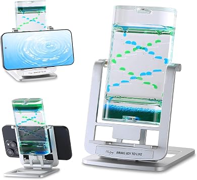 Weljoy Phone Stand for Desk with Liquid Motion, Aluminum Base, 4-8 Inch