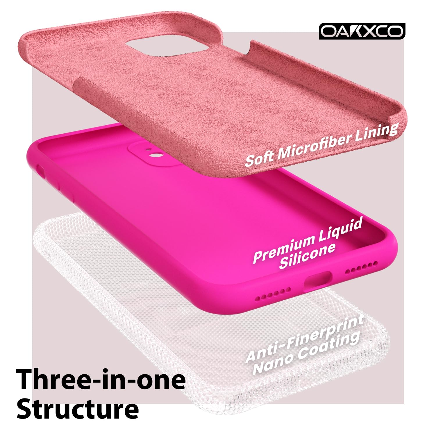oakxco for iPhone 17 Pro Max Phone Case Liquid Silicone, Cute Thin Slim Grip Soft Rubber Gel for Women Men, Smooth Matte TPU Plain Solid Color Girly Simple Case with Camera Cover, Light Pink — view 1705
